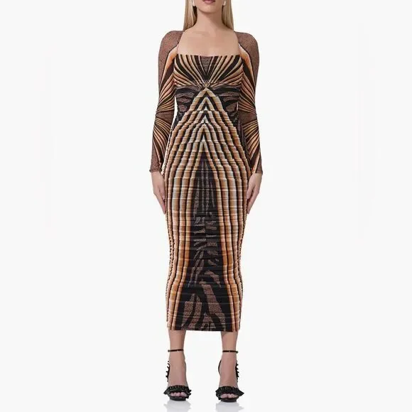 AFRM Maggie Ruched Square Neck Dress Size Small - Picture 3 of 3